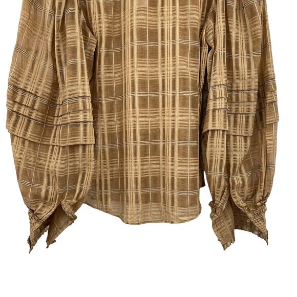 NWT Ulla Johnson Circe Plaid Blouse Chamomile Size 0 Ruffle‎ Puff Sleeve Blouson - Picture 16 of 16